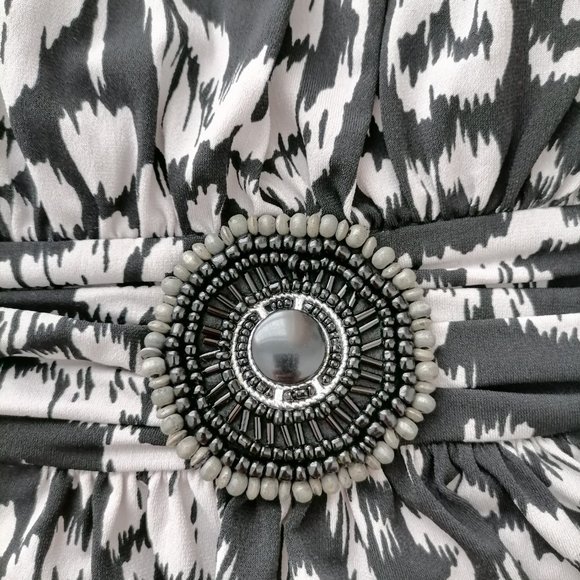 En Focus Studio Womens Black Square Neck Floral A-Line Midi Dress Size 12 - Picture 6 of 6